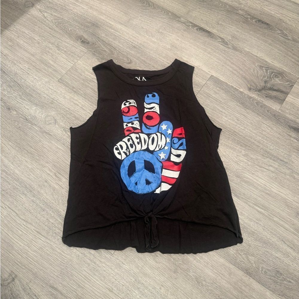 Chaser Black Peace Sign Graphic Tank Top
